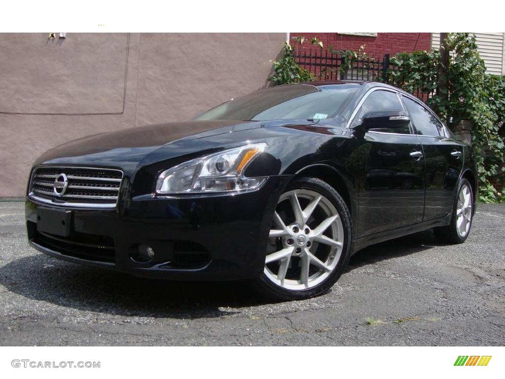 2009 Maxima 3.5 SV Premium - Super Black / Frost Leather photo #1