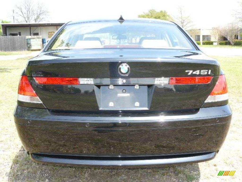2005 7 Series 745i Sedan - Jet Black / Dark Beige/Beige III photo #5