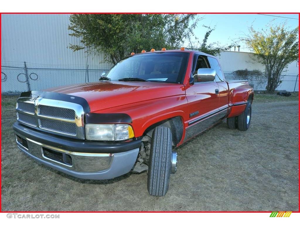1997 Ram 3500 Laramie Extended Cab Dually - Flame Red / Gray photo #1