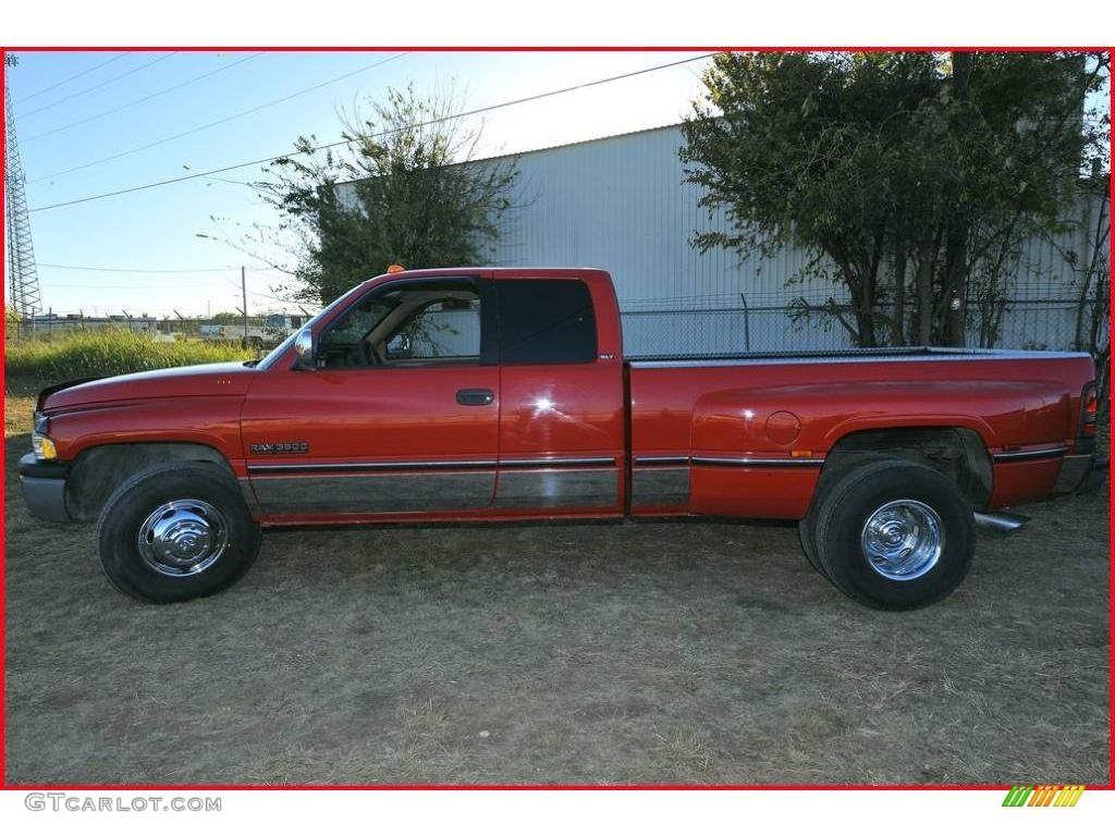 1997 Ram 3500 Laramie Extended Cab Dually - Flame Red / Gray photo #2