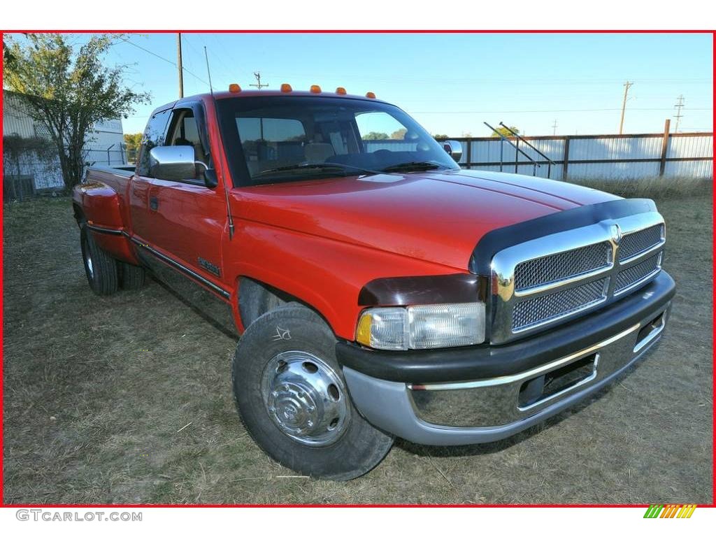 1997 Ram 3500 Laramie Extended Cab Dually - Flame Red / Gray photo #9