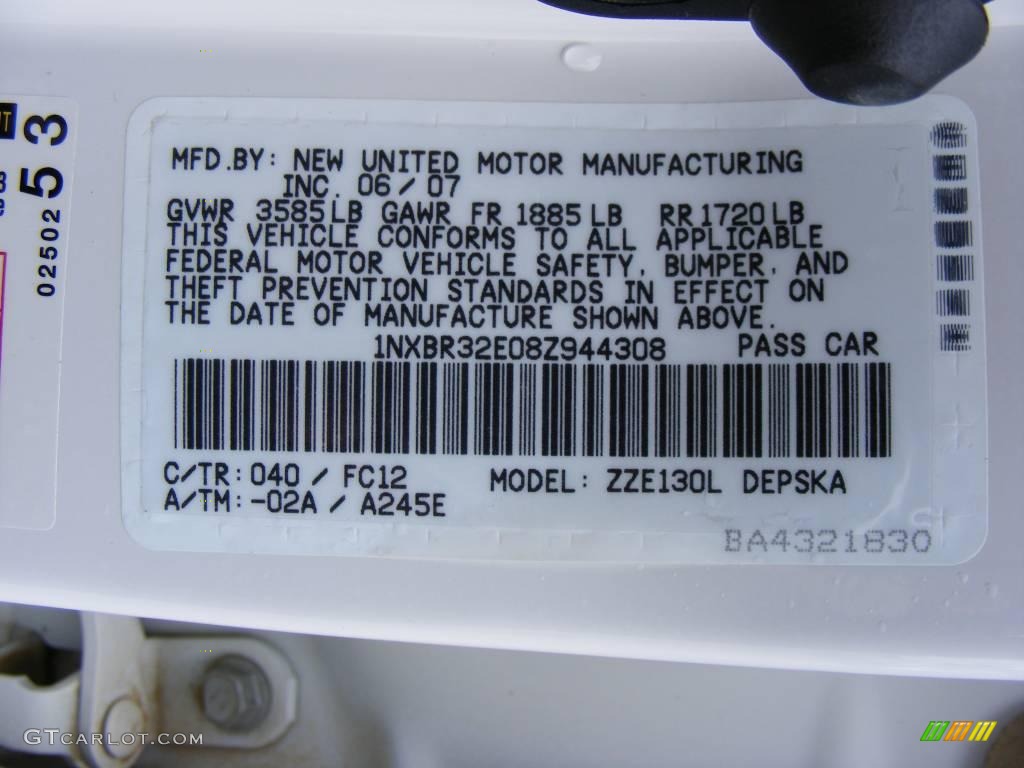 2008 Corolla S - Super White / Dark Charcoal photo #42