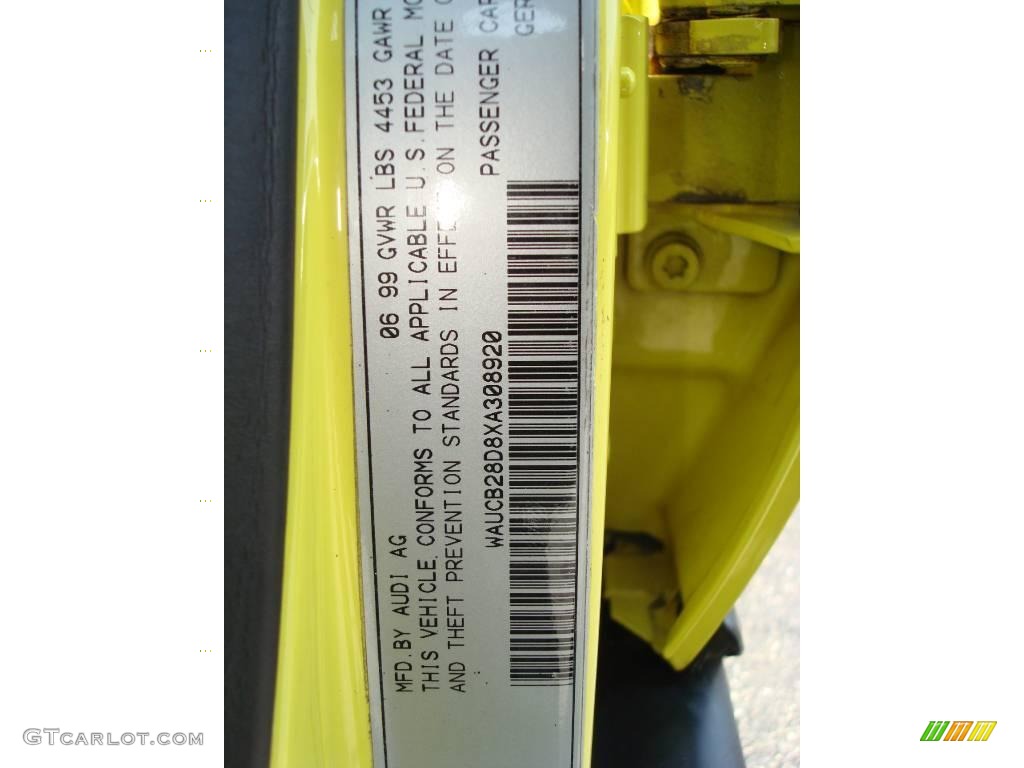 1999 A4 1.8T quattro Sedan - Brilliant Yellow / Onyx photo #44