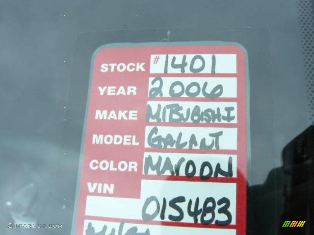 2006 Galant ES - Ultra Red Pearl / Gray photo #21