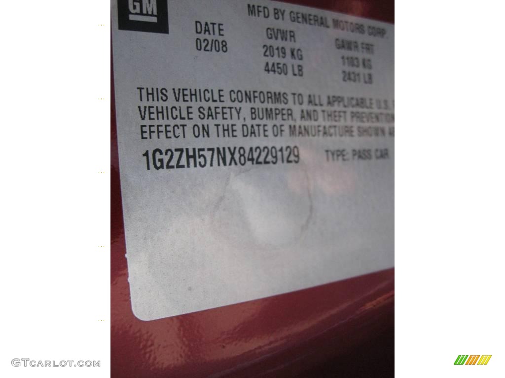 2008 G6 GT Sedan - Performance Red Metallic / Ebony Black photo #24