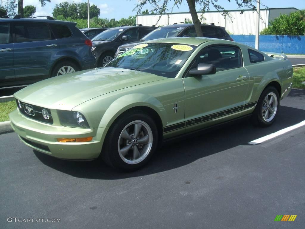 2006 Mustang V6 Premium Coupe - Legend Lime Metallic / Light Parchment photo #1