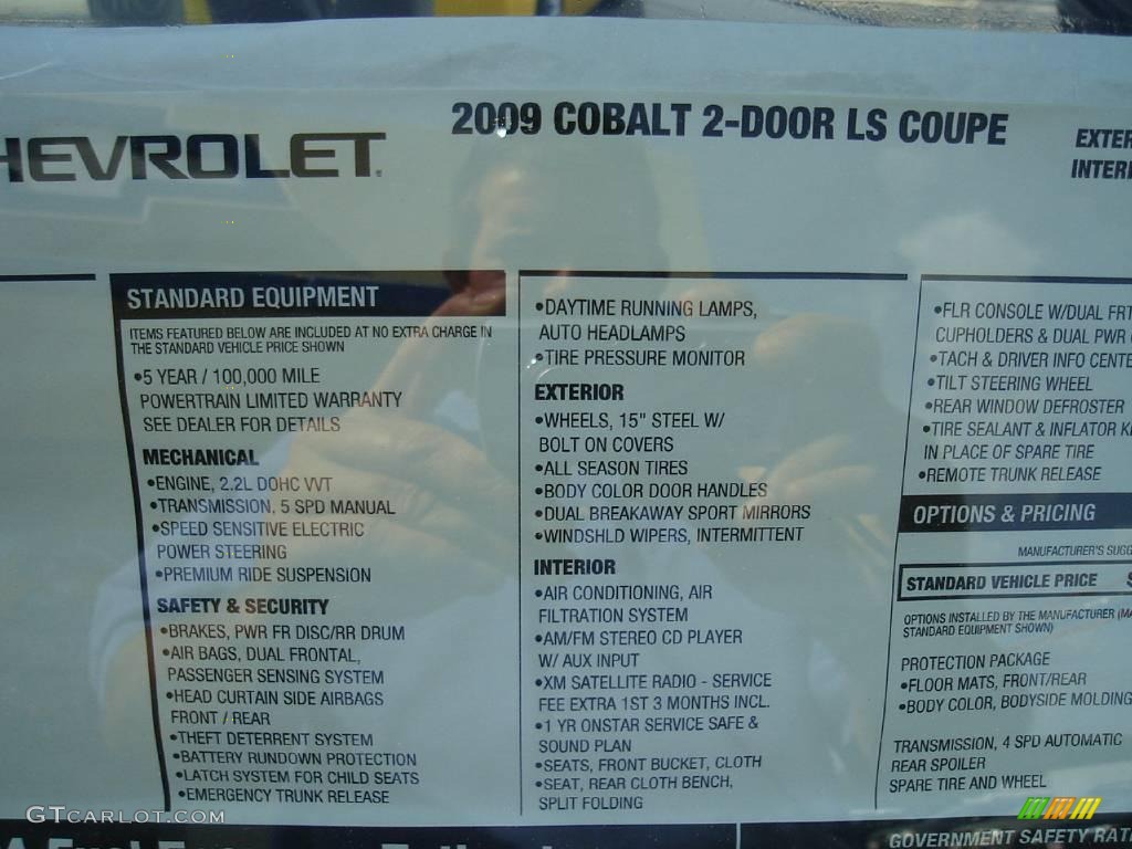 2009 Cobalt LS Coupe - Black / Gray photo #21