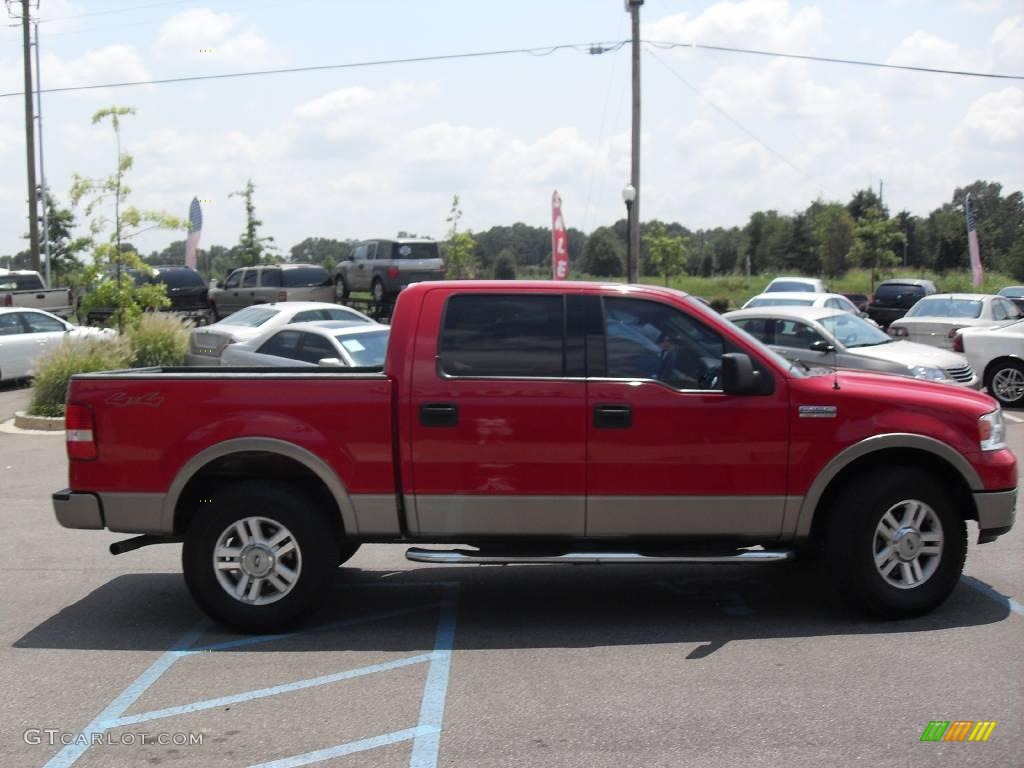 2004 F150 Lariat SuperCrew 4x4 - Bright Red / Tan photo #5