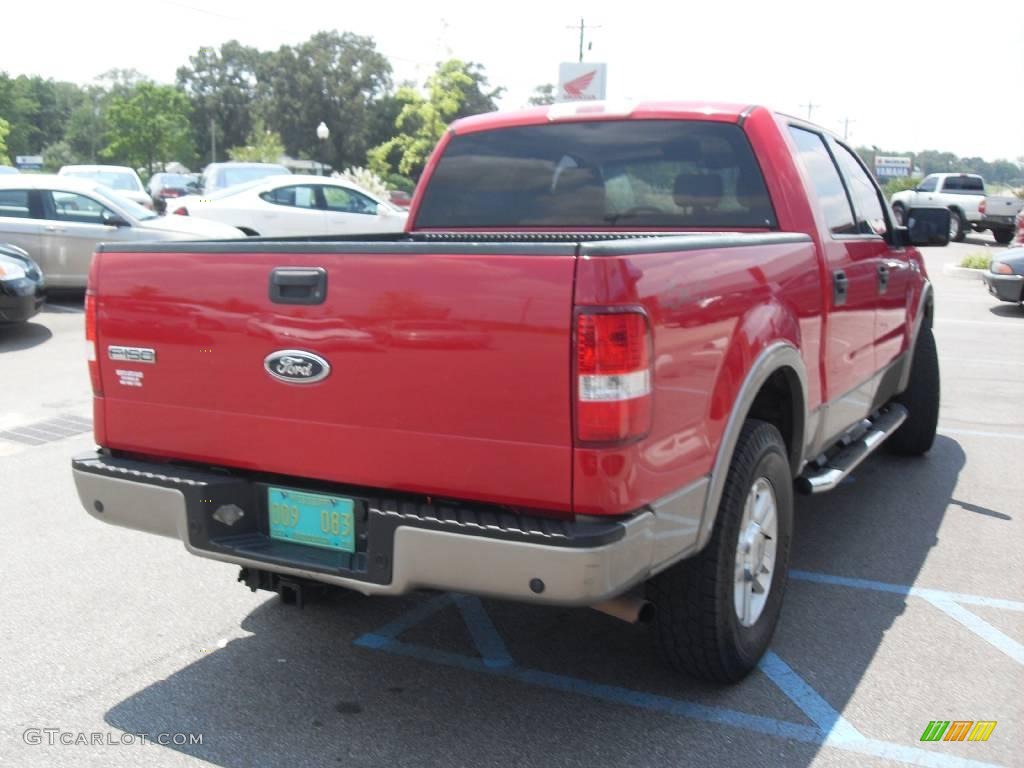 2004 F150 Lariat SuperCrew 4x4 - Bright Red / Tan photo #6