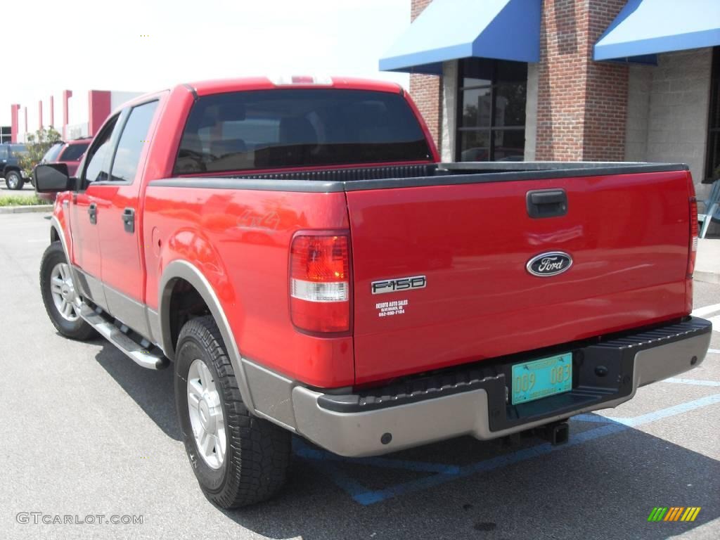 2004 F150 Lariat SuperCrew 4x4 - Bright Red / Tan photo #8