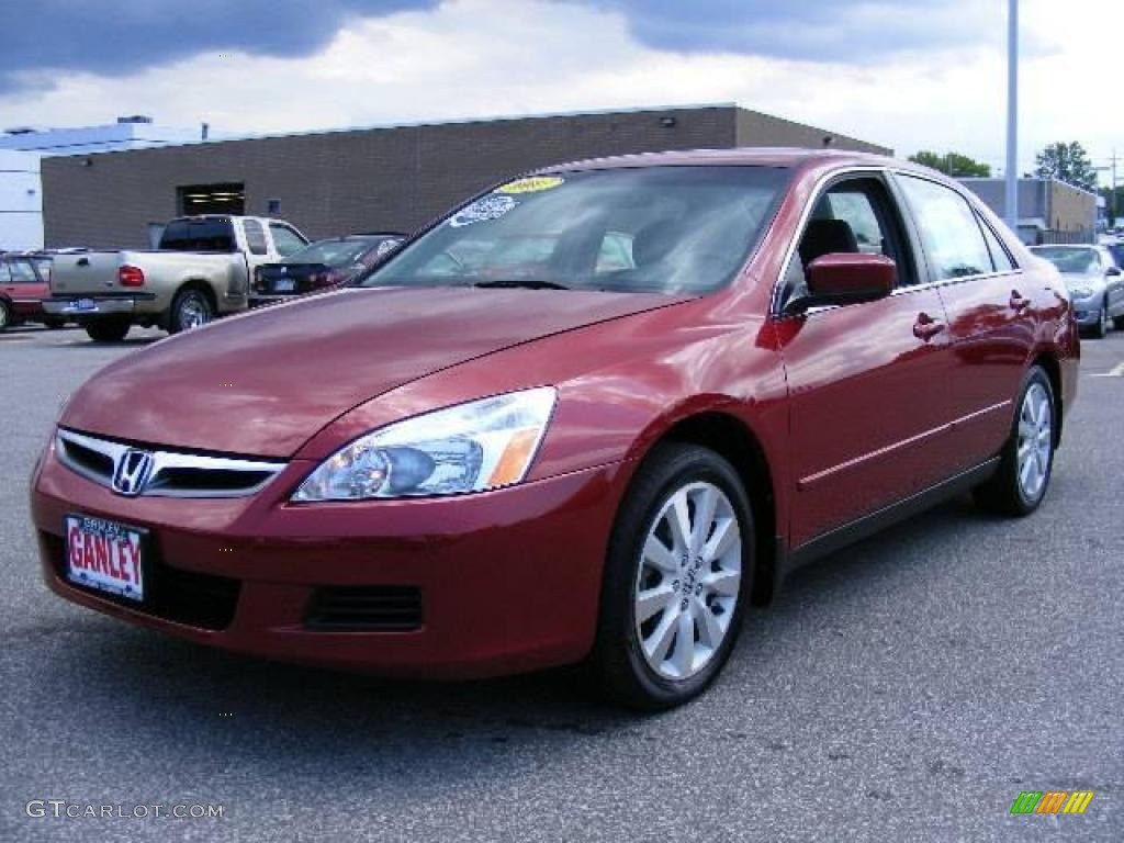 2007 Accord SE V6 Sedan - Moroccan Red Pearl / Gray photo #1