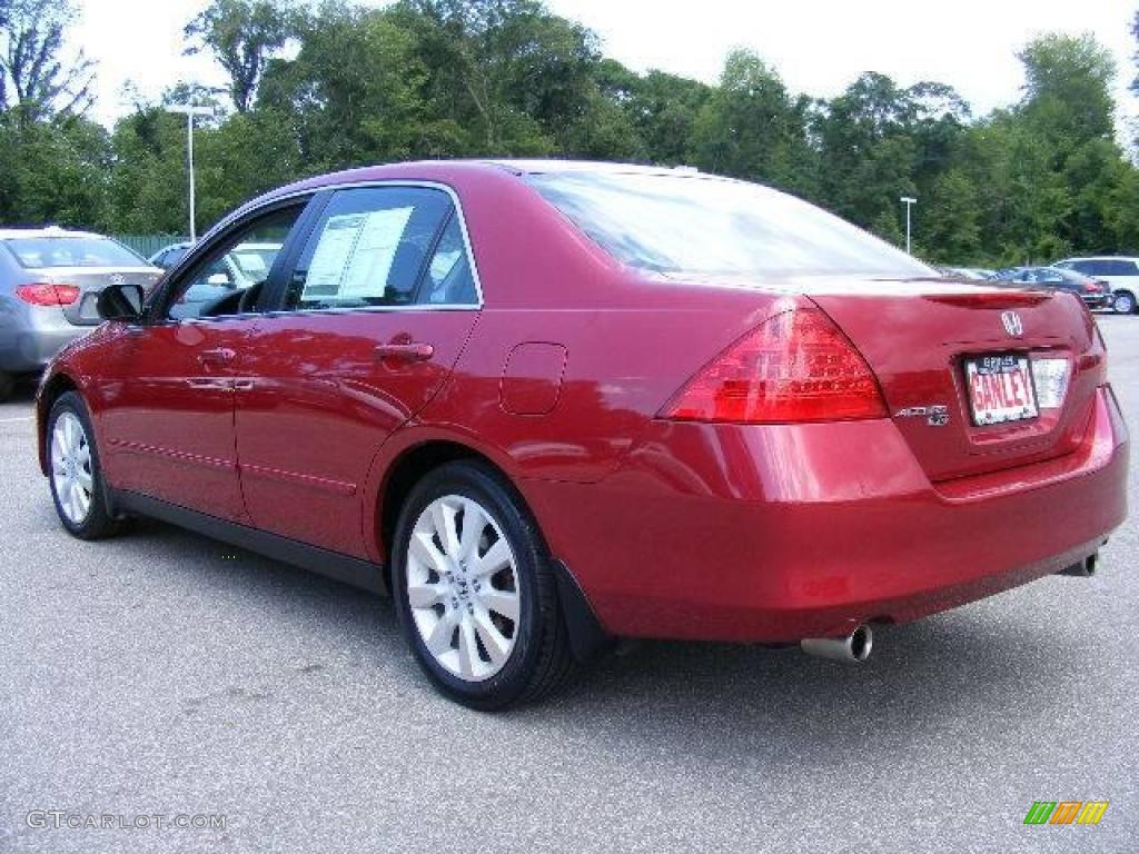 2007 Accord SE V6 Sedan - Moroccan Red Pearl / Gray photo #3