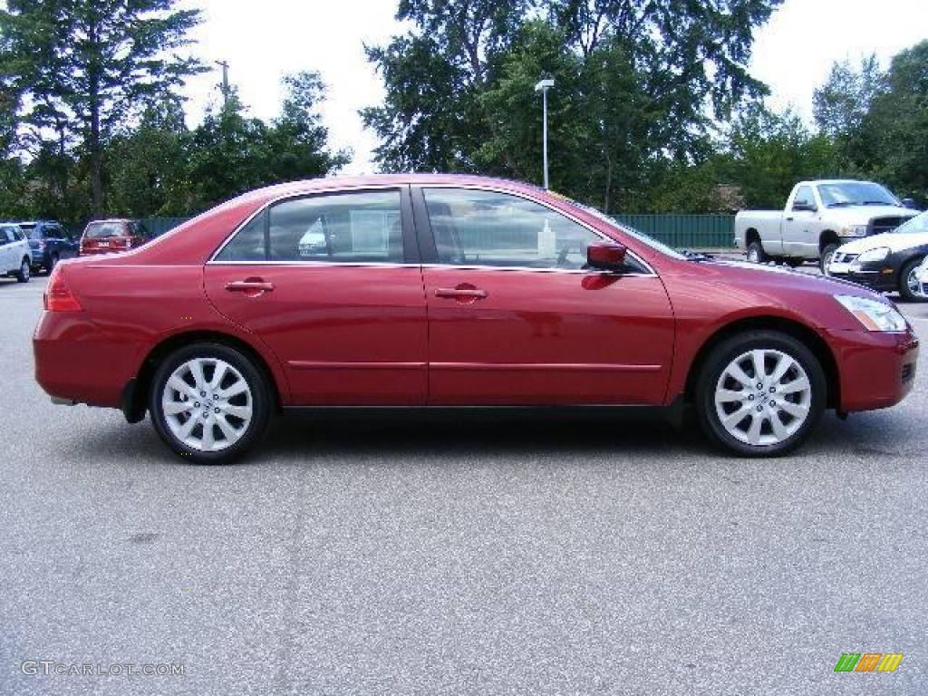 2007 Accord SE V6 Sedan - Moroccan Red Pearl / Gray photo #6
