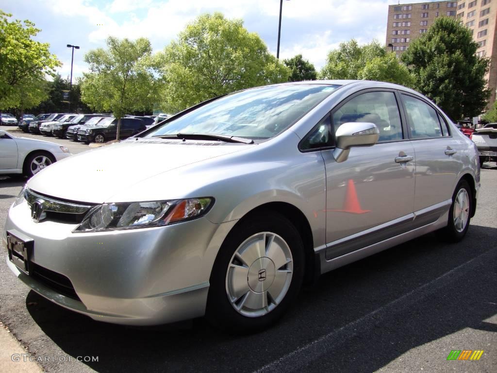 2007 Civic Hybrid Sedan - Alabaster Silver Metallic / Blue photo #1