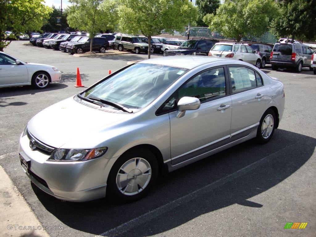 2007 Civic Hybrid Sedan - Alabaster Silver Metallic / Blue photo #2