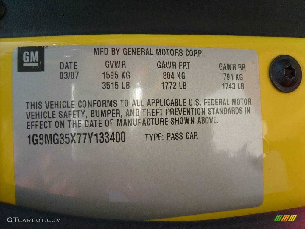 2007 Sky Red Line Roadster - Sunburst Yellow / Black photo #13
