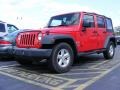 2007 Flame Red Jeep Wrangler Unlimited X  photo #1