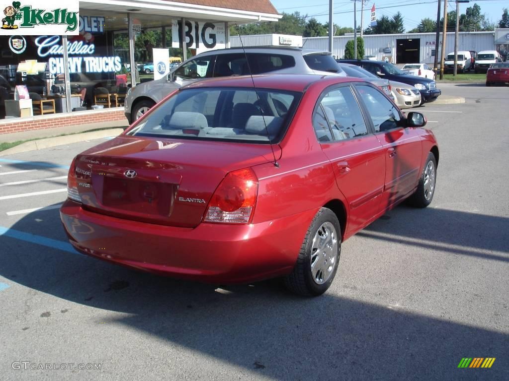 2004 Elantra GLS Sedan - Crimson Dark Red / Gray photo #2