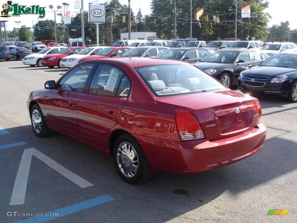 2004 Elantra GLS Sedan - Crimson Dark Red / Gray photo #4