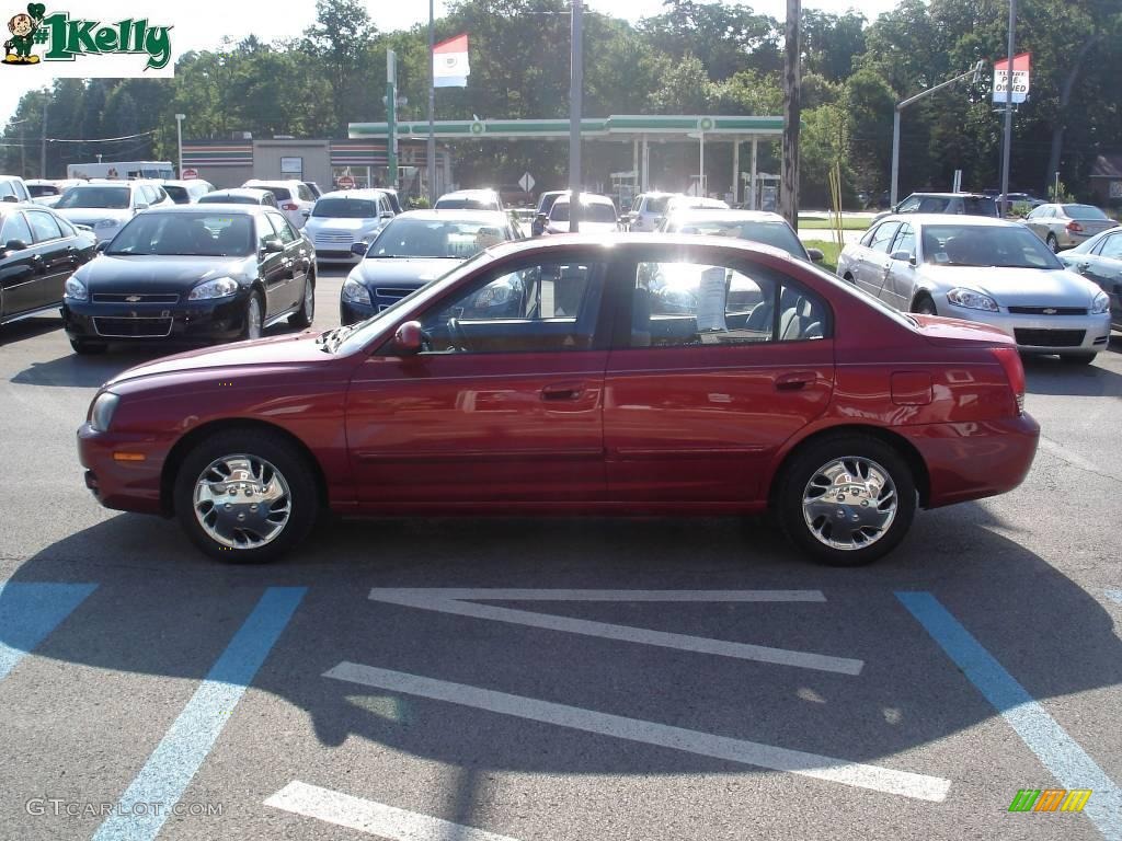 2004 Elantra GLS Sedan - Crimson Dark Red / Gray photo #5