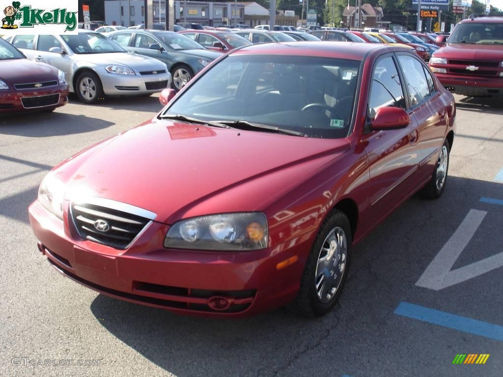 2004 Elantra GLS Sedan - Crimson Dark Red / Gray photo #14