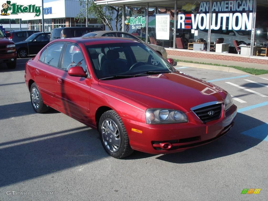 2004 Elantra GLS Sedan - Crimson Dark Red / Gray photo #16