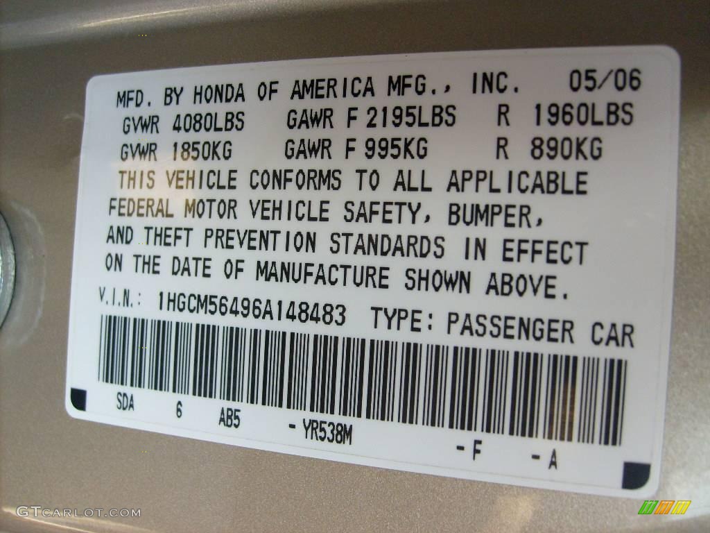 2006 Accord LX Sedan - Desert Mist Metallic / Ivory photo #13
