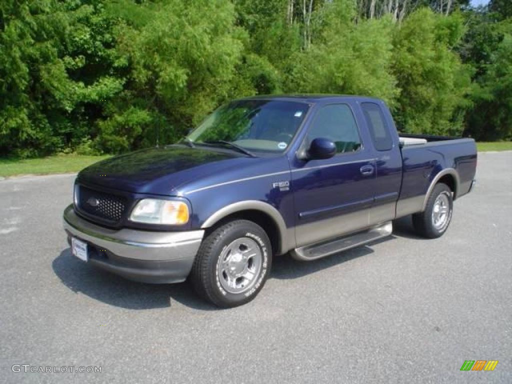 2002 F150 Lariat SuperCab - True Blue Metallic / Medium Parchment photo #1