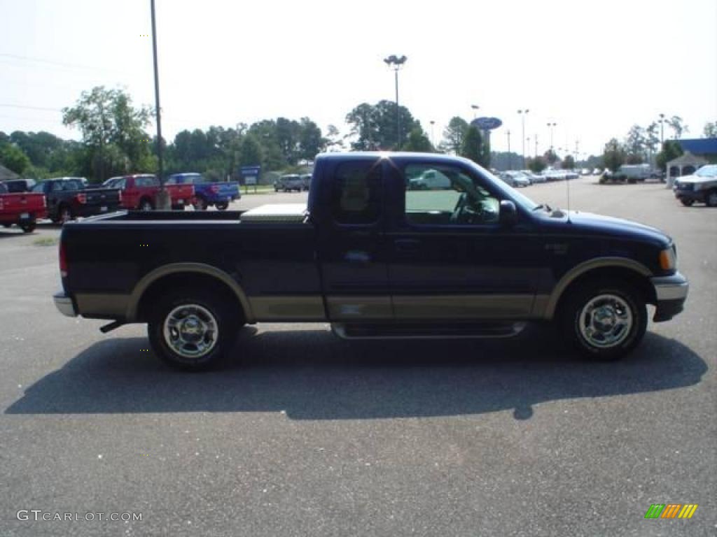 2002 F150 Lariat SuperCab - True Blue Metallic / Medium Parchment photo #4