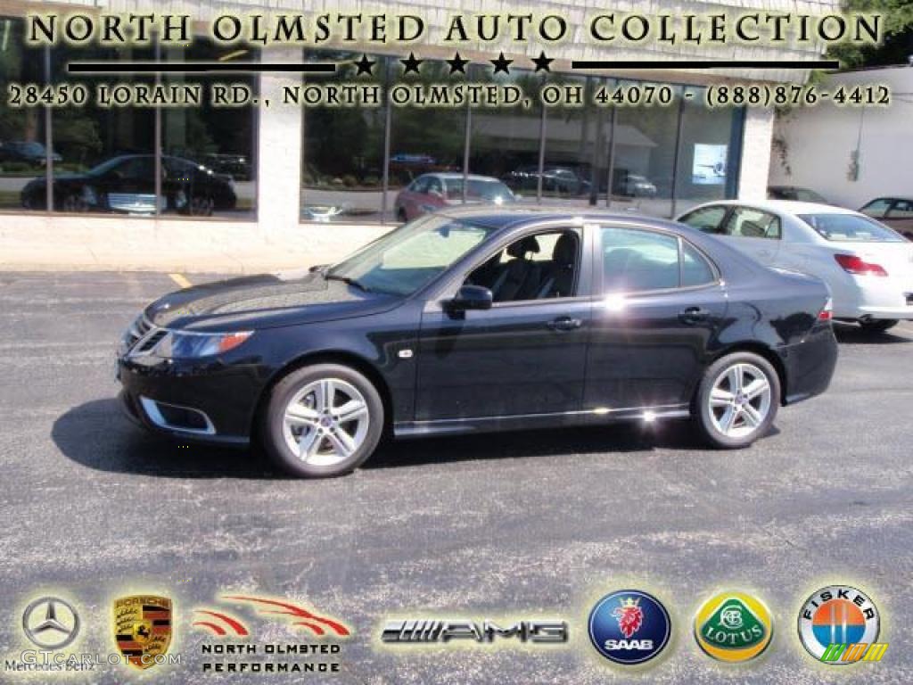 2009 9-3 Aero XWD Sport Sedan - Jet Black Metallic / Black/Parchment photo #1