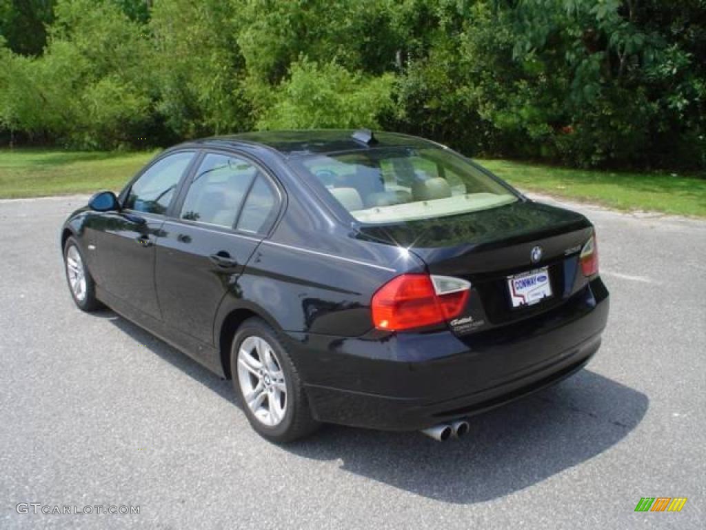 2008 3 Series 328i Sedan - Jet Black / Beige photo #7