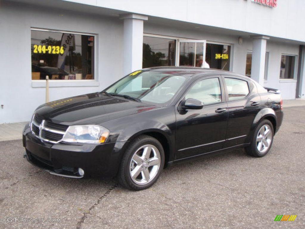 2008 Avenger R/T - Brilliant Black Crystal Pearl / Dark Slate Gray/Light Graystone photo #1