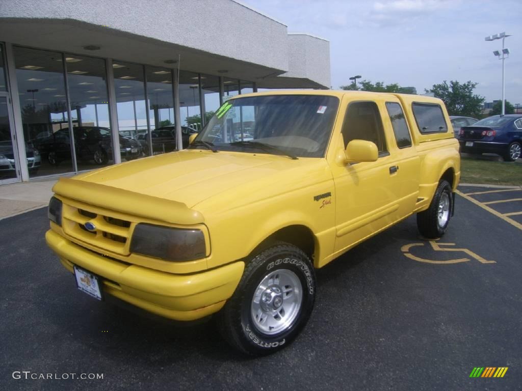 1997 Ranger Splash Extended Cab 4x4 - Canary Yellow / Medium Prairie Tan photo #1