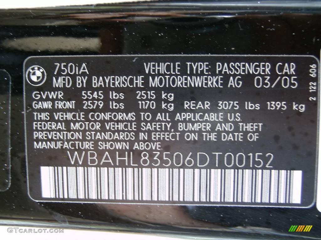 2006 7 Series 750i Sedan - Jet Black / Dark Beige/Beige III photo #13