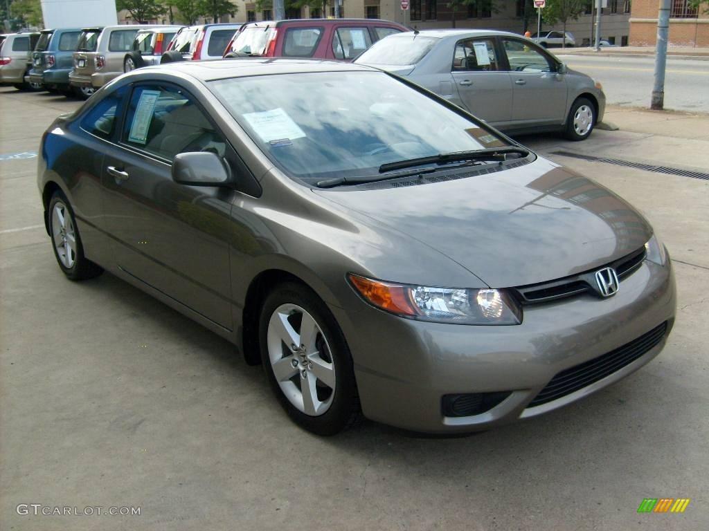 2007 Civic EX Coupe - Galaxy Gray Metallic / Gray photo #6