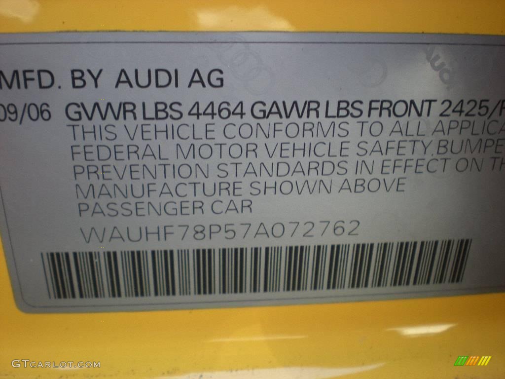 2007 A3 2.0T - Yellow / Black photo #22
