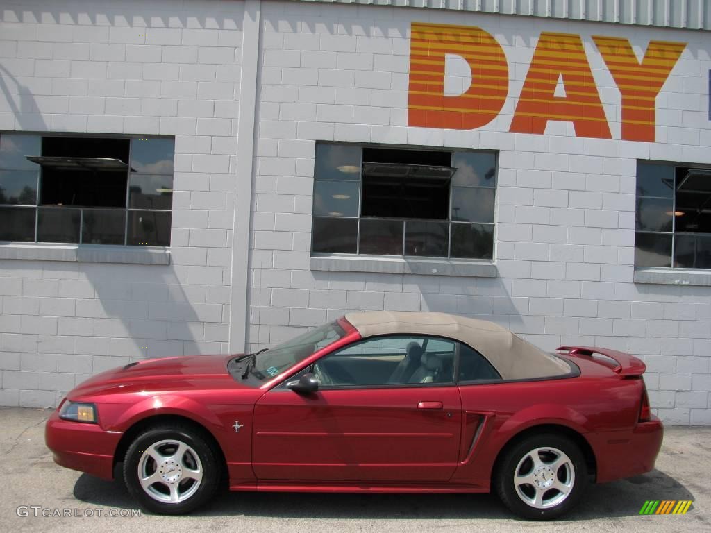 2003 Mustang V6 Convertible - Redfire Metallic / Medium Parchment photo #2