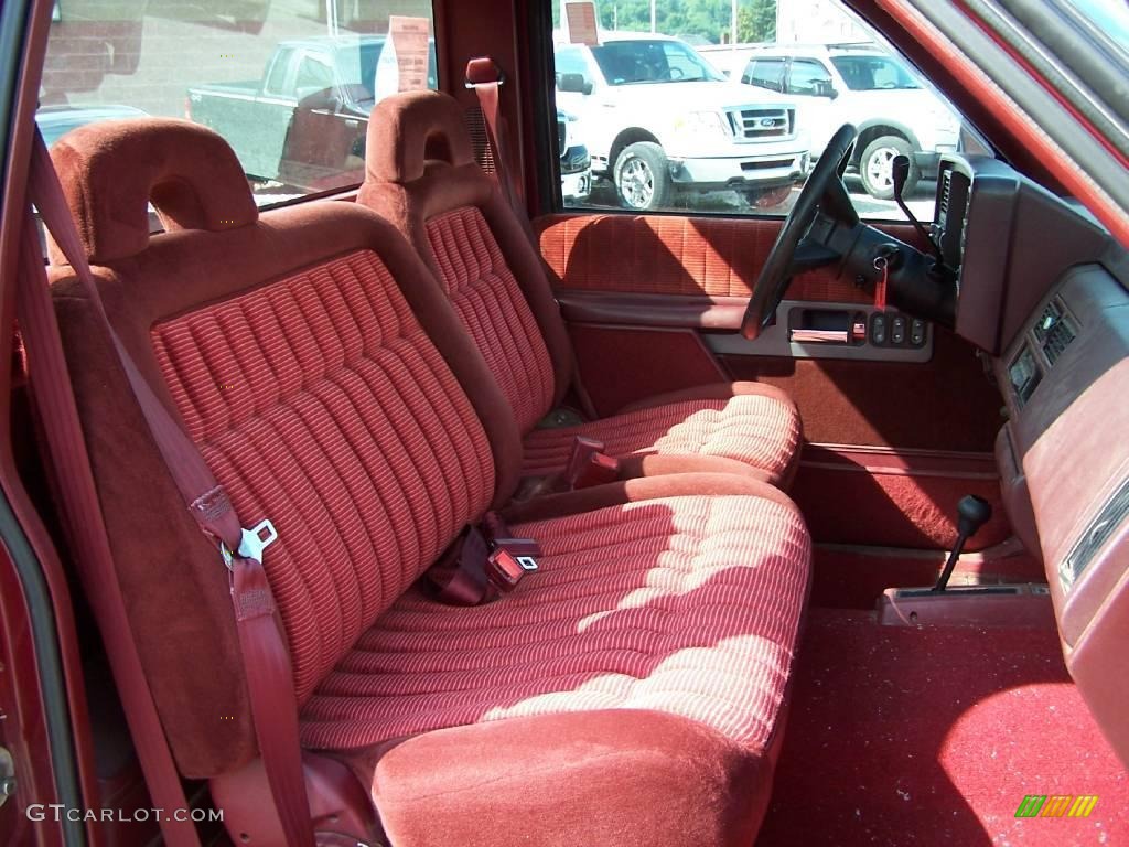 1993 C/K K1500 Regular Cab 4x4 - Dark Hunt Club Red Metallic / Red photo #7