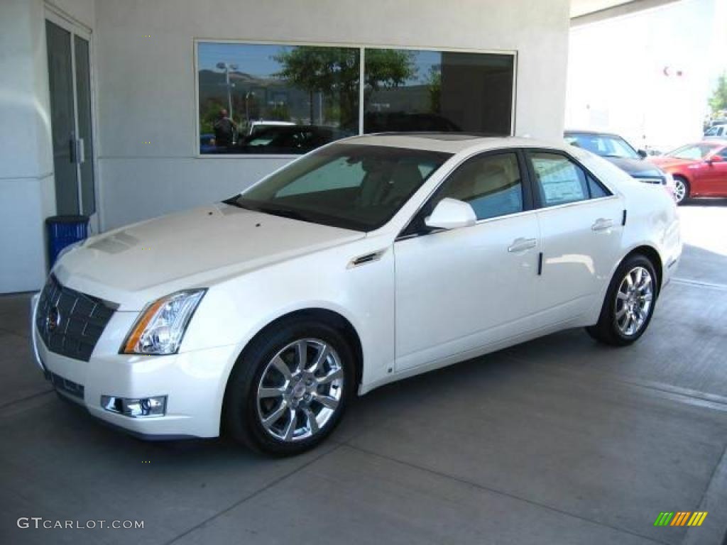 2009 CTS Sedan - White Diamond Tri-Coat / Cashmere/Cocoa photo #1