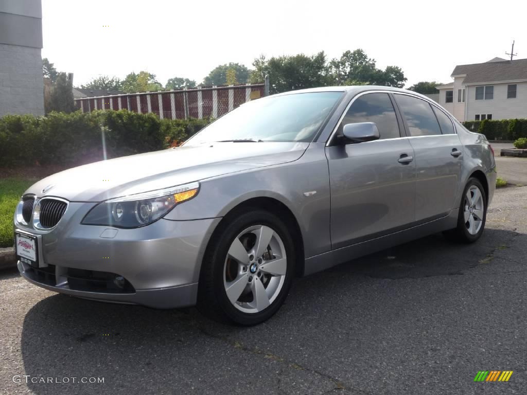 2007 5 Series 525xi Sedan - Silver Grey Metallic / Black photo #1