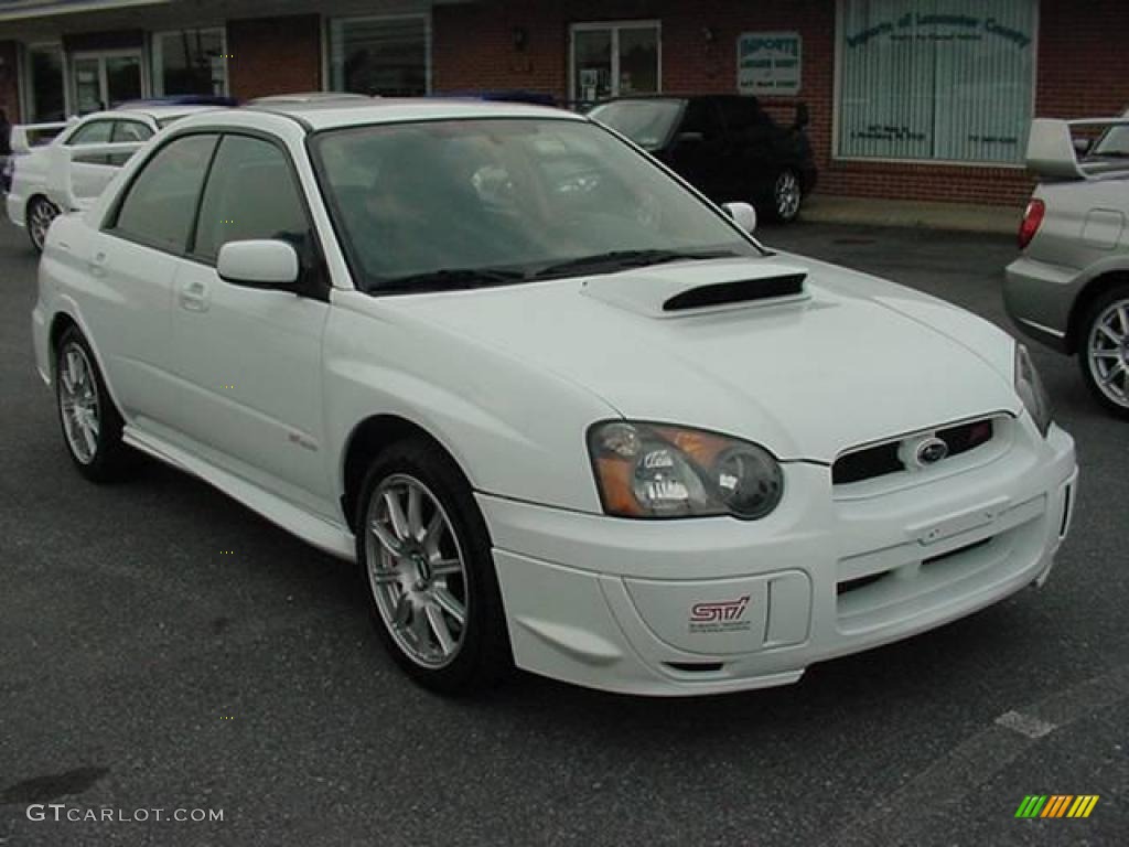 2005 Impreza WRX STi - Aspen White / Black/Blue Ecsaine photo #1