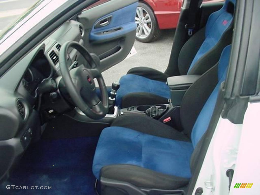 Black/Blue Ecsaine Interior 2005 Subaru Impreza WRX STi Photo #15924798