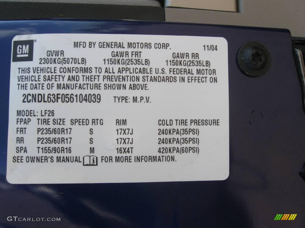 2005 Equinox LT - Laser Blue Metallic / Light Gray photo #14