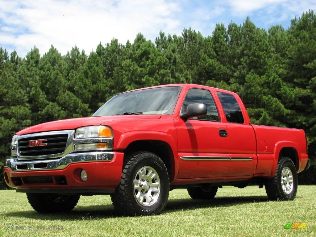 2005 Sierra 1500 SLE Extended Cab 4x4 - Fire Red / Pewter photo #2