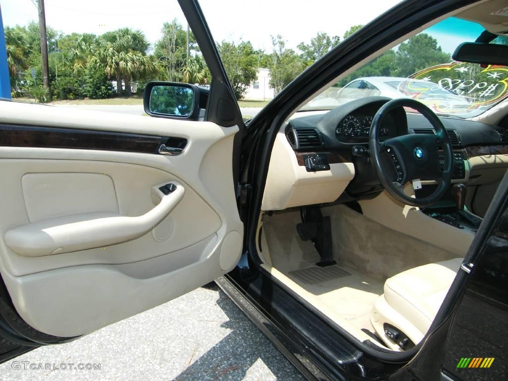 2002 3 Series 325i Sedan - Jet Black / Beige photo #13