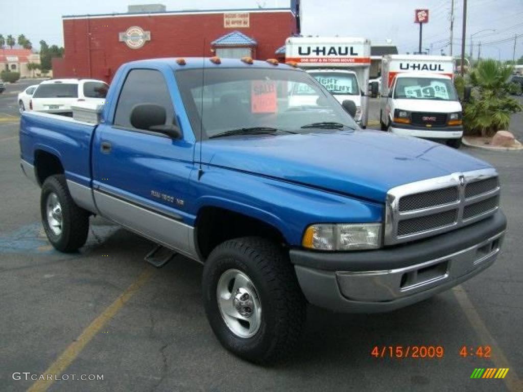 2000 Ram 1500 SLT Regular Cab 4x4 - Intense Blue Pearlcoat / Mist Gray photo #11