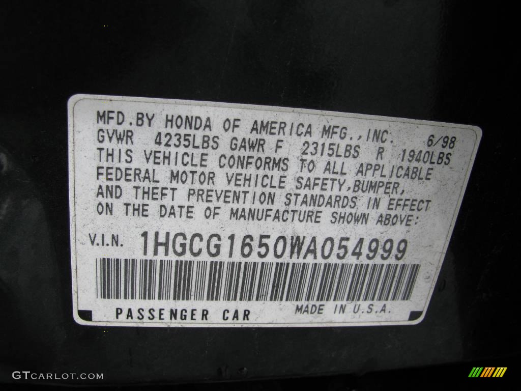 1998 Accord EX V6 Sedan - Dark Emerald Pearl / Ivory photo #24