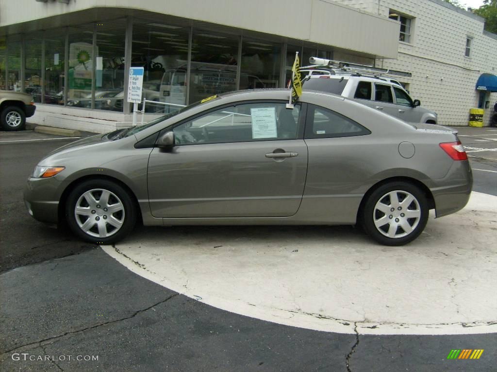 2007 Civic LX Coupe - Galaxy Gray Metallic / Gray photo #2