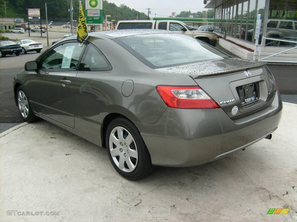 2007 Civic LX Coupe - Galaxy Gray Metallic / Gray photo #3