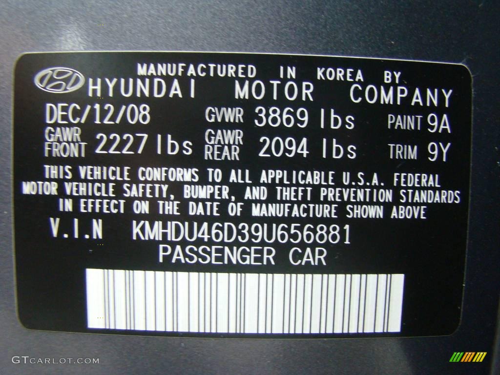 2009 Elantra SE Sedan - Carbon Gray / Gray photo #15